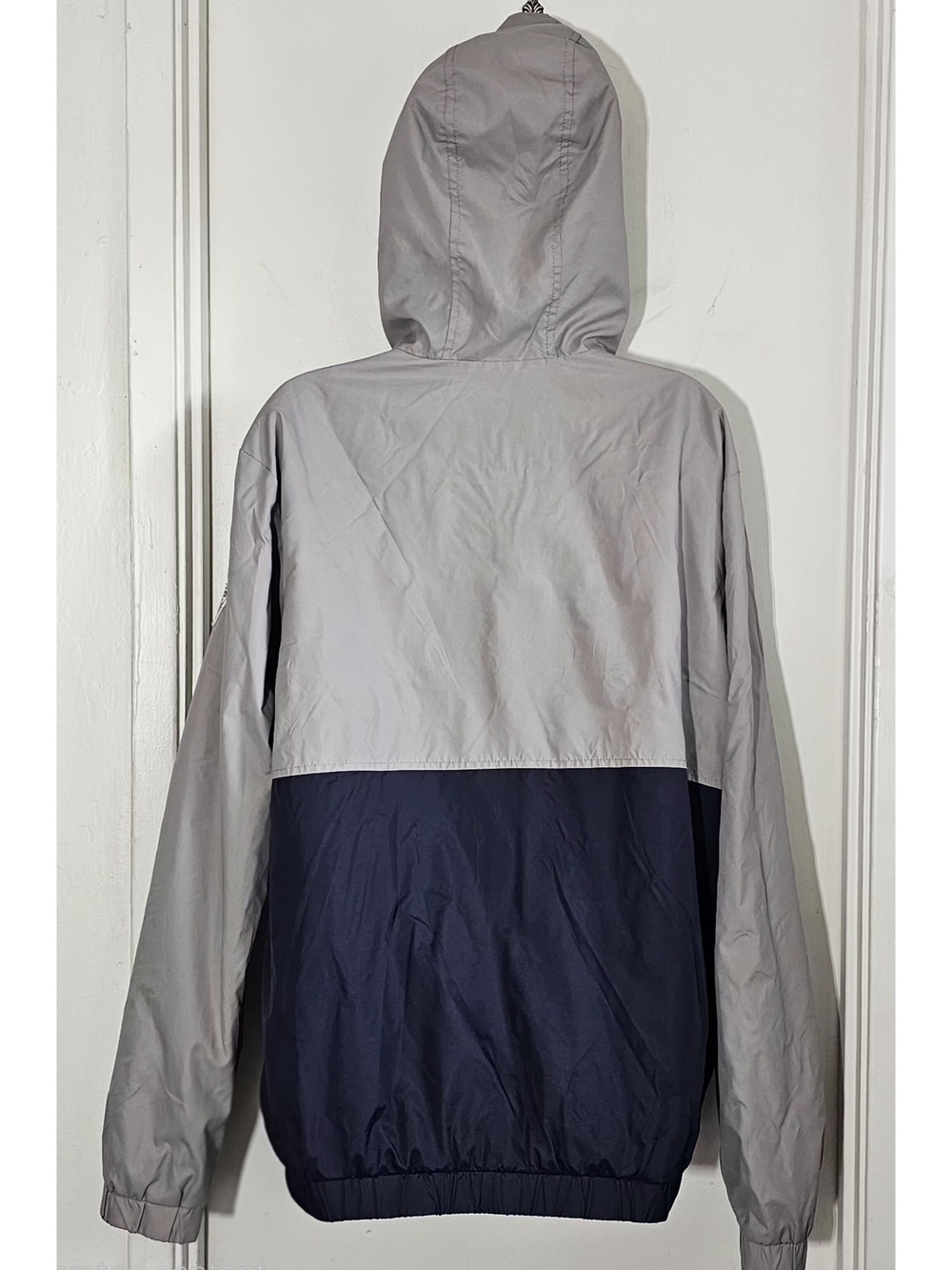 GUESS Color Block Windbreaker Jacket - Gray Navy Hoodie L - Picture 3 of 10